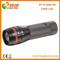 Factory Sale 3*aaa Dry Battery Powered Aluminium Head Zoom Dimming XPE 3W Cree led Zoom Flashlight Torch with Red Ring